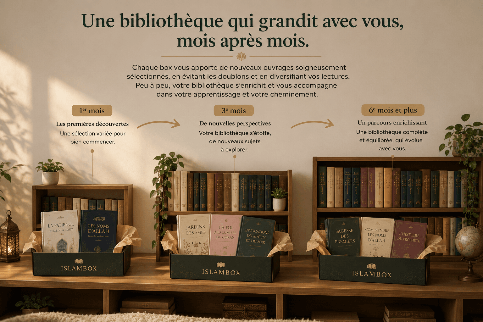 Illustration : la bibliothèque d'un abonné IslamBox s'enrichit mois après mois