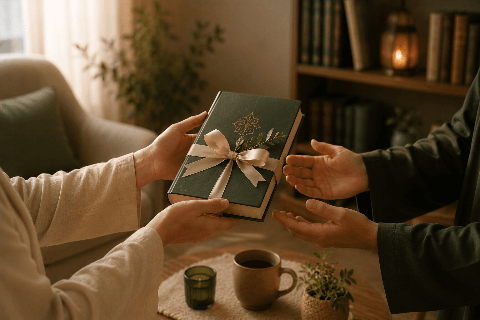 Un livre offert en cadeau, dans une ambiance chaleureuse